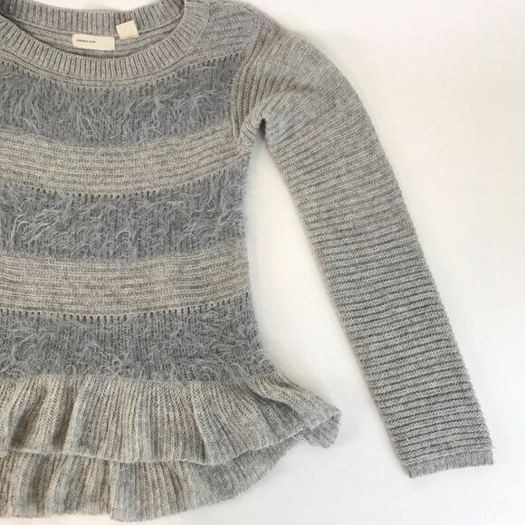 Anthropologie Sleeping on Snow Nuvola Sweater Women's XS Ruffle Hem Fuzzy Stripe - Picture 3 of 9
